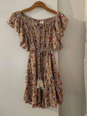 XS Cynthia Rowley Short Tiered Midi Floral Dress-White/Rust NWT New!
